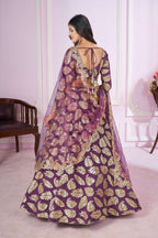 Jyoti Fashion Women's Purple Georgette Sequins Zari Embroidered Lehenga Choli & Dupatta | Grocsy