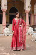 Jyoti Fashion Women's Maroon Chinon Rich Sequins Embroidered Long Anarkali Sets | Grocsy