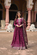 Jyoti Fashion Women's Wine Chinon Rich Sequins Embroidered Long Anarkali Sets | Grocsy