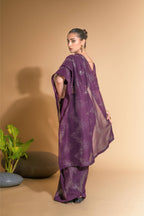 Jyoti Fashion Women's Wine Georgette Sequins Embroidered Designer Saree with Blouse | Grocsy