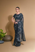 Jyoti Fashion Women's Black Georgette Sequins Embroidered Designer Saree with Blouse | Grocsy