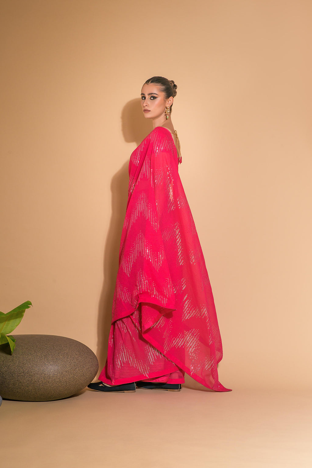 Jyoti Fashion Women's Pink Georgette Sequins Embroidered Designer Saree with Blouse | Grocsy