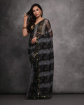 Jyoti Fashion Women's Grey Chiffon Mirror Work Designer Saree with Blouse | Grocsy