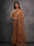 Jyoti Fashion Women's Brown Chiffon Mirror Work Designer Saree with Blouse | Grocsy