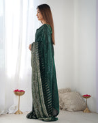 Jyoti Fashion Women's Bottle Green Georgette Sequins Designer Saree with Blouse | Grocsy