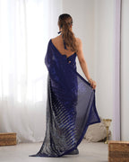 Jyoti Fashion Women's Navy Blue Georgette Sequins Designer Saree with Blouse | Grocsy