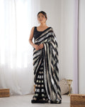 Jyoti Fashion Women's Black Georgette Sequins Designer Saree with Blouse | Grocsy