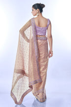 Jyoti Fashion Women's Purple Net Sequins Embroidered Designer Saree with Blouse | Grocsy