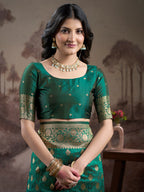 Jyoti Fashion Women's Green Soft Lichi Silk Jacquard Traditional Saree with Blouse | Grocsy