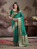 Jyoti Fashion Women's Green Soft Lichi Silk Jacquard Traditional Saree with Blouse | Grocsy