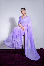 Jyoti Fashion Women's Violet Georgette Sequins Embroidered Designer Saree with Blouse | Grocsy