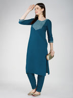 Jyoti Fashion Women's Morpeach Cotton Blend Sequins Embroidered Kurta Set | Grocsy