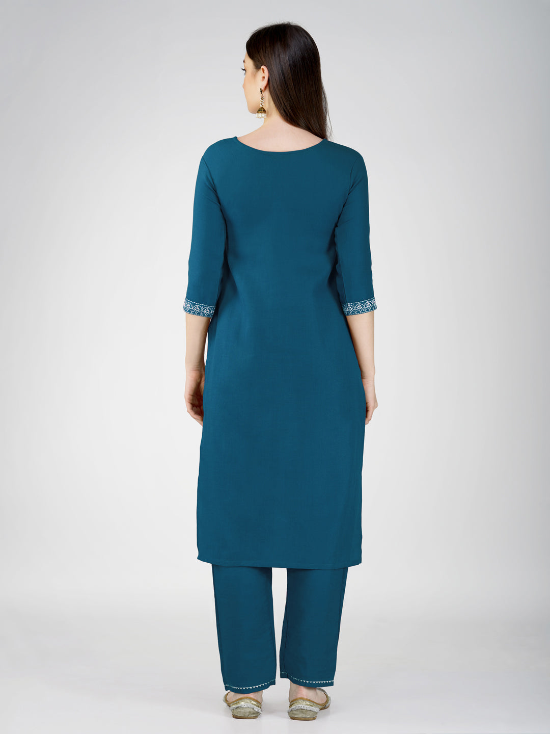 Jyoti Fashion Women's Morpeach Cotton Blend Sequins Embroidered Kurta Set | Grocsy