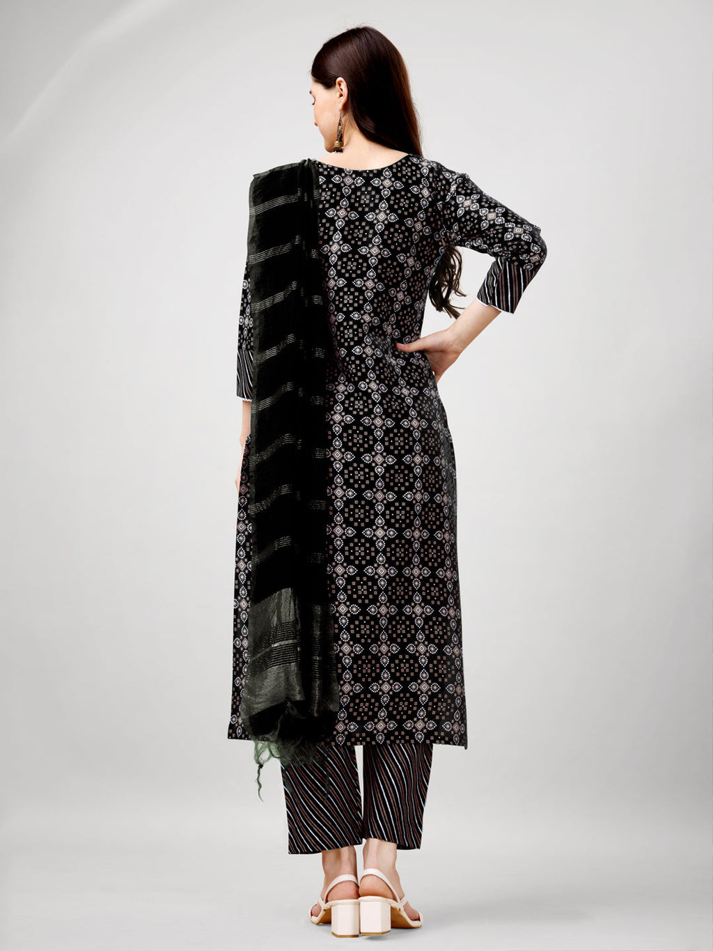 Jyoti Fashion Women's Black Rayon Printed with Embroidered Kurta Set | Grocsy
