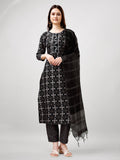 Jyoti Fashion Women's Black Rayon Printed with Embroidered Kurta Set | Grocsy