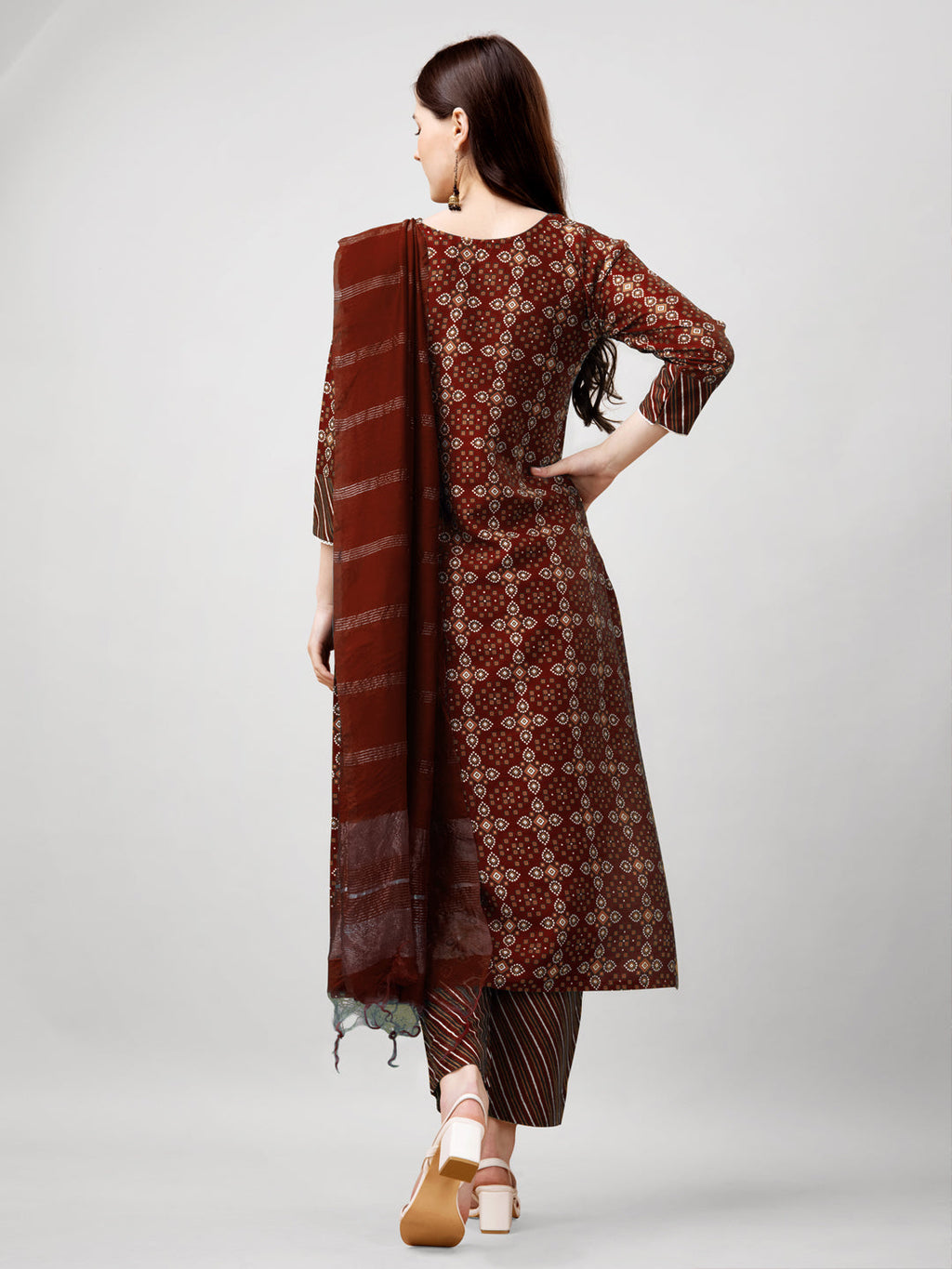 Jyoti Fashion Women's Maroon Rayon Printed with Embroidered Kurta Set | Grocsy