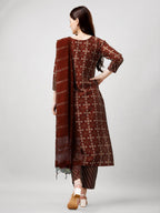 Jyoti Fashion Women's Maroon Rayon Printed with Embroidered Kurta Set | Grocsy