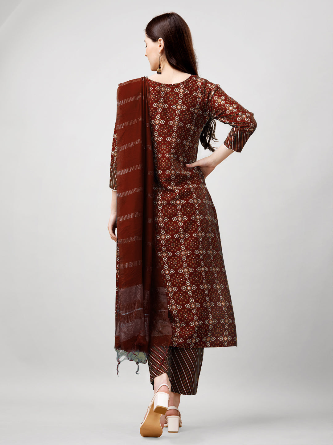 Jyoti Fashion Women's Maroon Rayon Printed with Embroidered Kurta Set | Grocsy