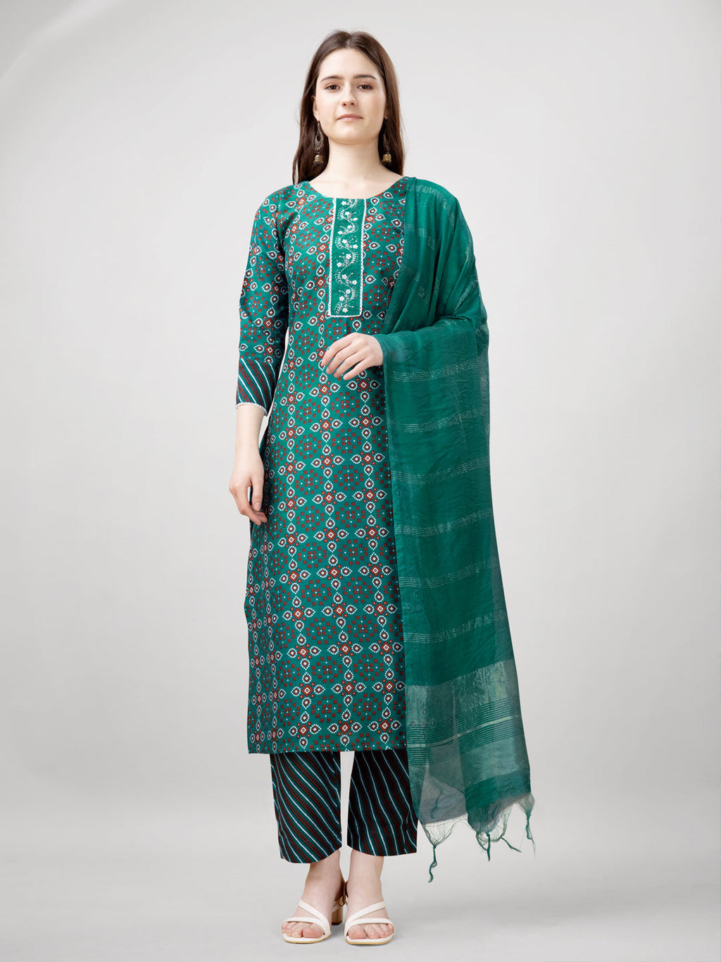 Jyoti Fashion Women's Rama Rayon Printed with Embroidered Kurta Set | Grocsy