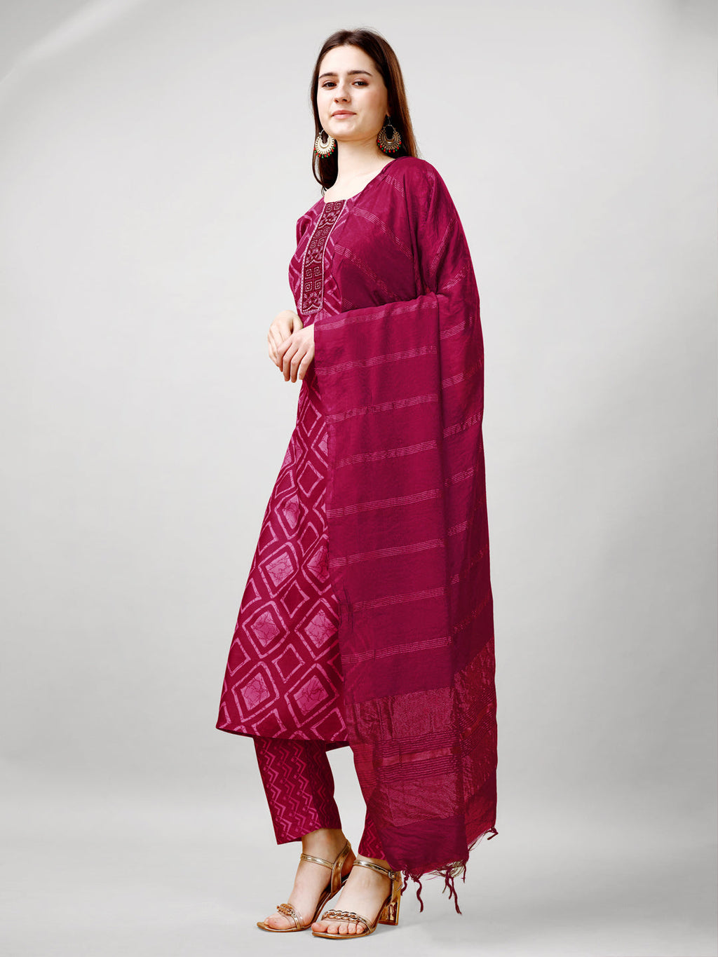 Jyoti Fashion Women's Pink Rayon Printed with Embroidered Kurta Set | Grocsy
