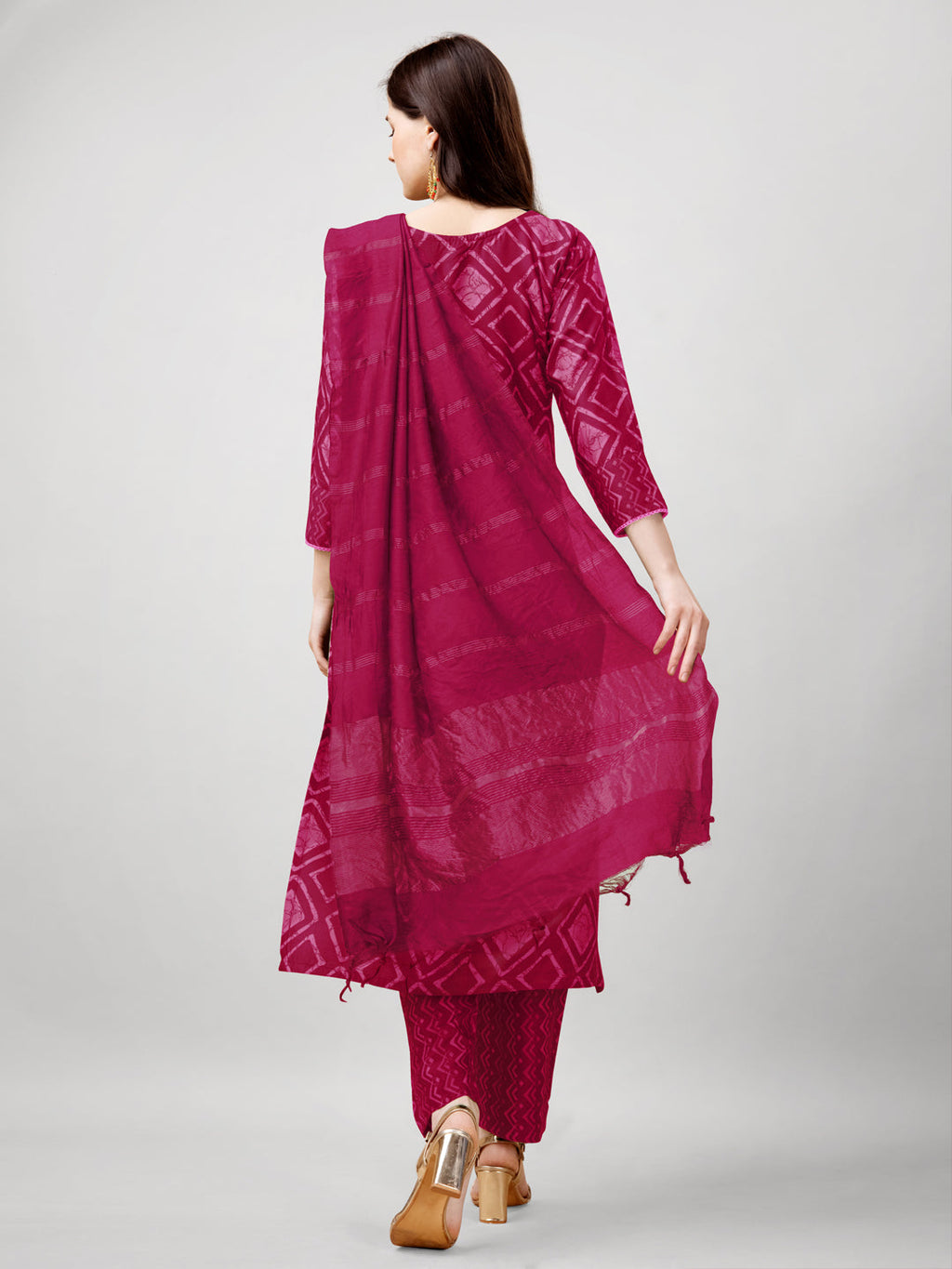 Jyoti Fashion Women's Pink Rayon Printed with Embroidered Kurta Set | Grocsy