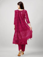 Jyoti Fashion Women's Pink Rayon Printed with Embroidered Kurta Set | Grocsy