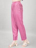 Jyoti Fashion Women's Pink Rayon Printed with Embroidered Kurta Set | Grocsy