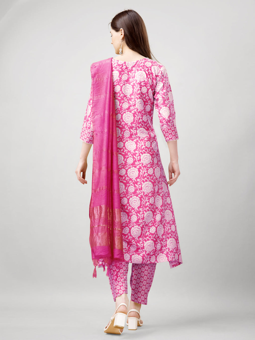 Jyoti Fashion Women's Pink Rayon Printed with Embroidered Kurta Set | Grocsy