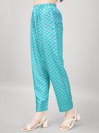 Jyoti Fashion Women's Sky Blue Rayon Printed with Embroidered Kurta Set | Grocsy