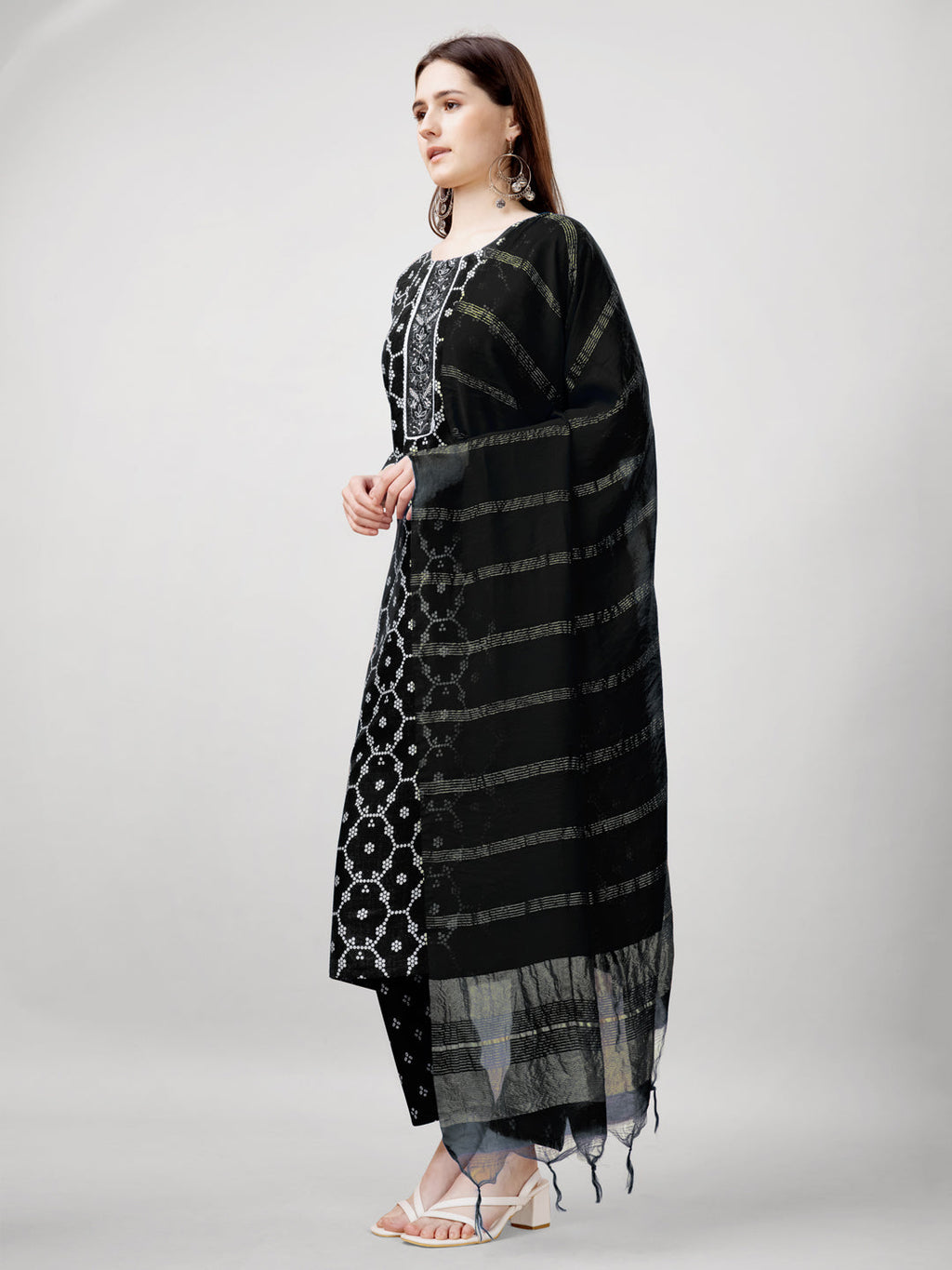 Jyoti Fashion Women's Black Rayon Printed with Embroidered Kurta Set | Grocsy