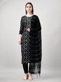 Jyoti Fashion Women's Black Rayon Printed with Embroidered Kurta Set | Grocsy