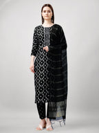 Jyoti Fashion Women's Black Rayon Printed with Embroidered Kurta Set | Grocsy