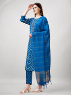 Jyoti Fashion Women's Blue Rayon Printed with Embroidered Kurta Set | Grocsy
