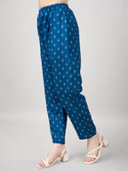 Jyoti Fashion Women's Blue Rayon Printed with Embroidered Kurta Set | Grocsy