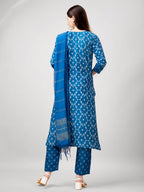 Jyoti Fashion Women's Blue Rayon Printed with Embroidered Kurta Set | Grocsy
