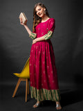 Jyoti Fashion Women's Pink Rayon Abstract Printed Designer Anarkali Dress | Grocsy