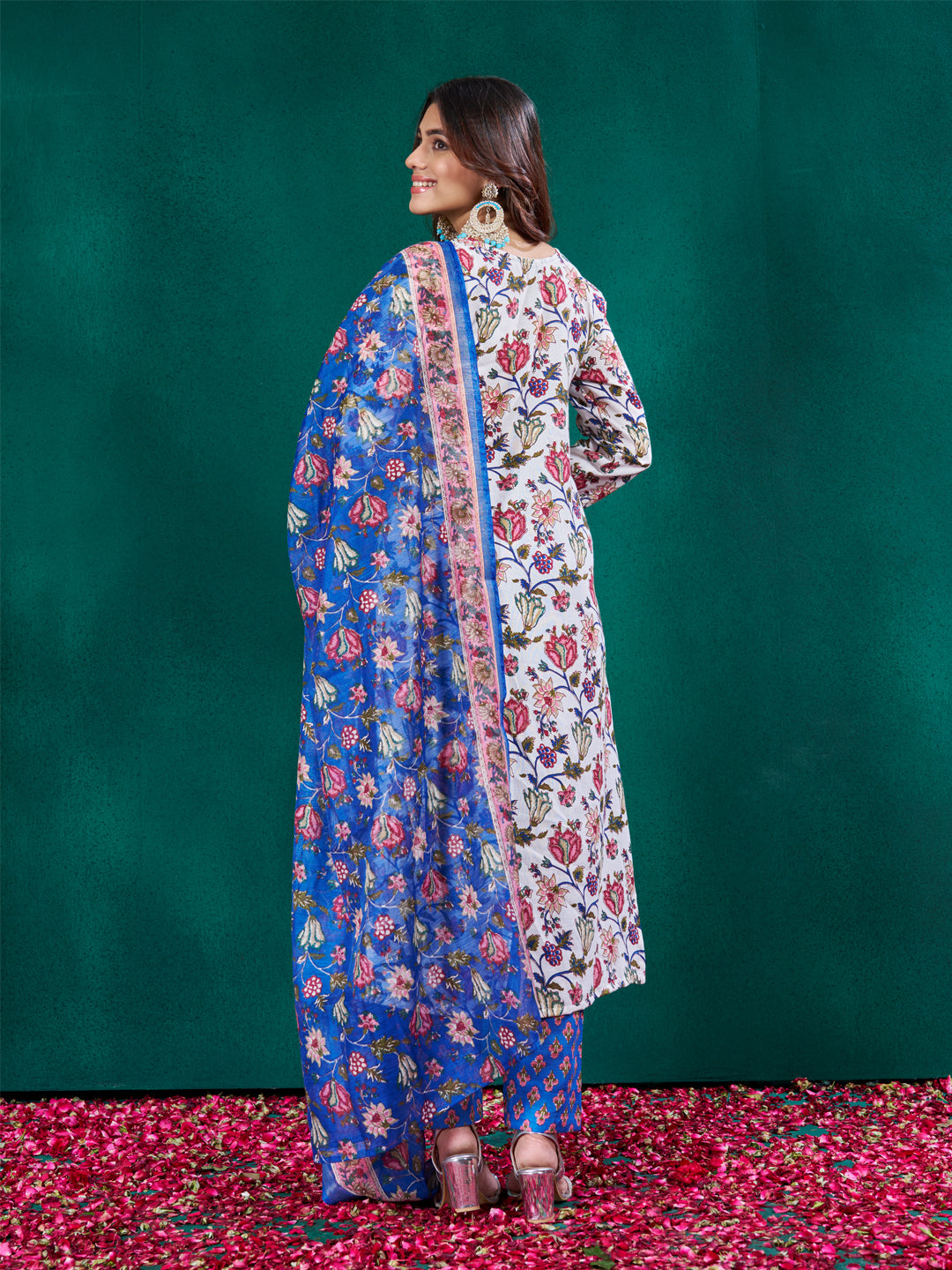 Jyoti Fashion Women's Multicolor Cotton Blend Printed Designer Kurta Set with Dupatta | Grocsy