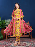 Jyoti Fashion Women's Yellow Cotton Blend Printed Designer Kurta Set with Dupatta | Grocsy