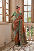 Jyoti Fashion Women's Brown Banarasi Silk Zari Woven Traditional Saree with Blouse | Grocsy