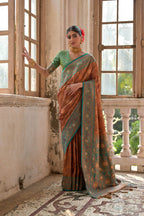 Jyoti Fashion Women's Brown Banarasi Silk Zari Woven Traditional Saree with Blouse | Grocsy