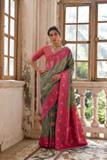 Jyoti Fashion Women's Rama Banarasi Silk Zari Woven Traditional Saree with Blouse | Grocsy
