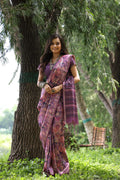 Jyoti Fashion Women's Purple Soft Tussar Silk Printed and Zari Woven Saree with Blouse | Grocsy
