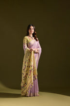 Jyoti Fashion Women's Purple Soft Muga Cotton Resham Zari Weaving Traditional Saree with Blouse | Grocsy