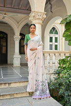 Jyoti Fashion Women's Wine Soft Muga Cotton Floral Weaving Traditional Saree with Blouse | Grocsy