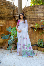 Jyoti Fashion Women's Wine Soft Muga Cotton Floral Weaving Traditional Saree with Blouse | Grocsy