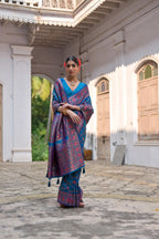 Jyoti Fashion Women's Firozi Soft Pashmina Silk Meena Zari Woven Saree with Blouse | Grocsy