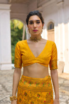 Jyoti Fashion Women's Yellow Soft Pashmina Silk Meena Zari Woven Saree with Blouse | Grocsy