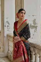 Jyoti Fashion Women's Black Soft Raw Silk Zari Woven Saree with Blouse | Grocsy