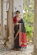 Jyoti Fashion Women's Black Soft Raw Silk Zari Woven Saree with Blouse | Grocsy