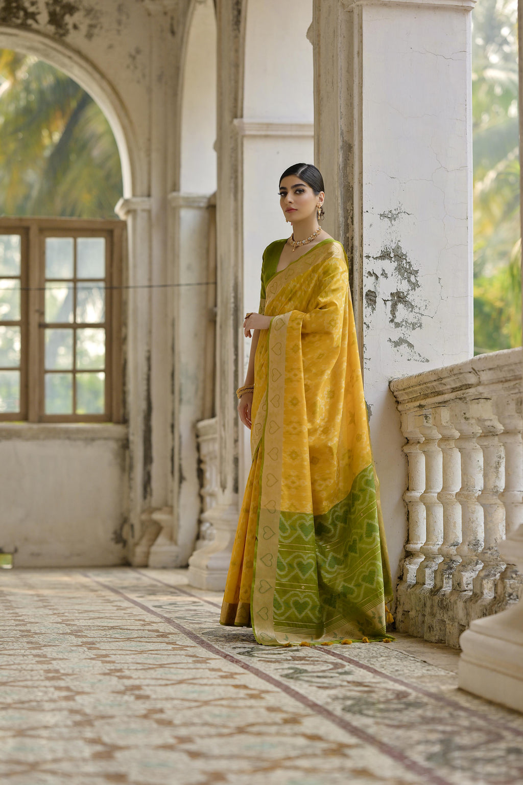 Jyoti Fashion Women's Yellow Soft Raw Silk Zari Woven Saree with Blouse | Grocsy